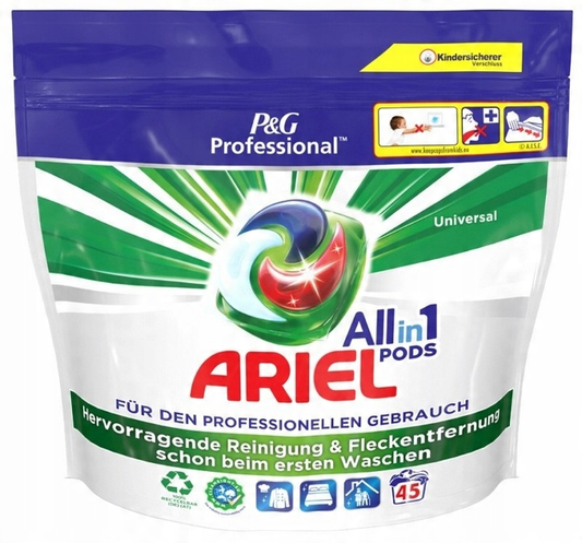Ariel Professional All-in-1 Pods Universal – Kapsułki do prania tkanin białych i jasnych (55 szt.)
